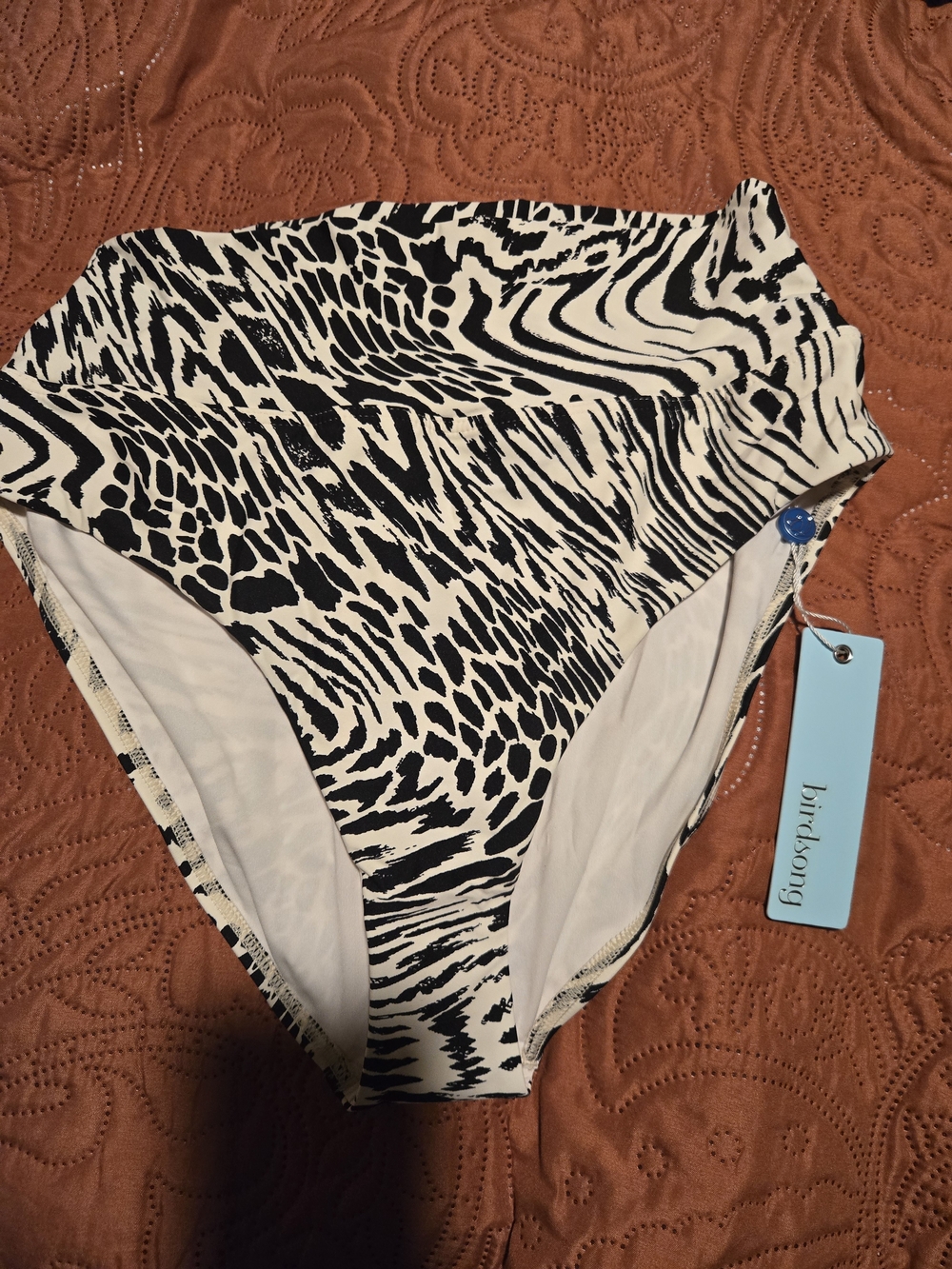 Birdsong Black & Cream High-Waist Bikini Bottom